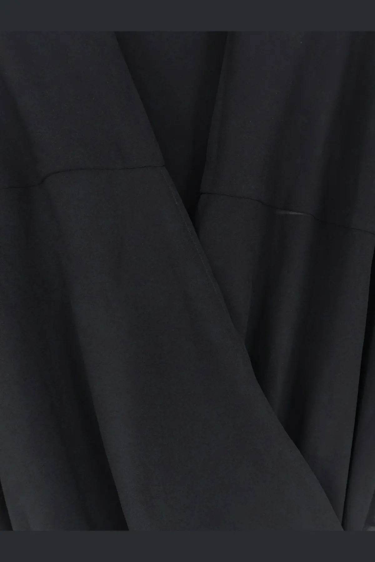 Black fabric sleeve with subtle stitching details of entire studios women’s transparent fabric robe dress black