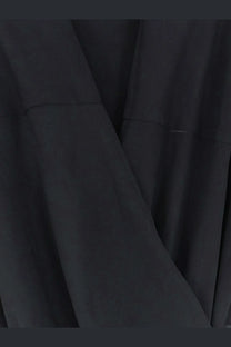 Black fabric sleeve with subtle stitching details of entire studios women’s transparent fabric robe dress black