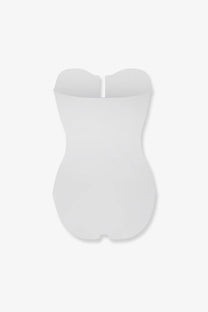 Eres women’s cassiopee lycra one piece swimsuit in white with a sleek strapless corset and subtle seam detailing