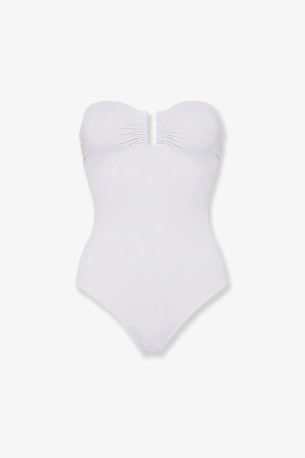 Eres women’s cassiopee white strapless lycra one-piece swimsuit with ruched bust and center-front zipper