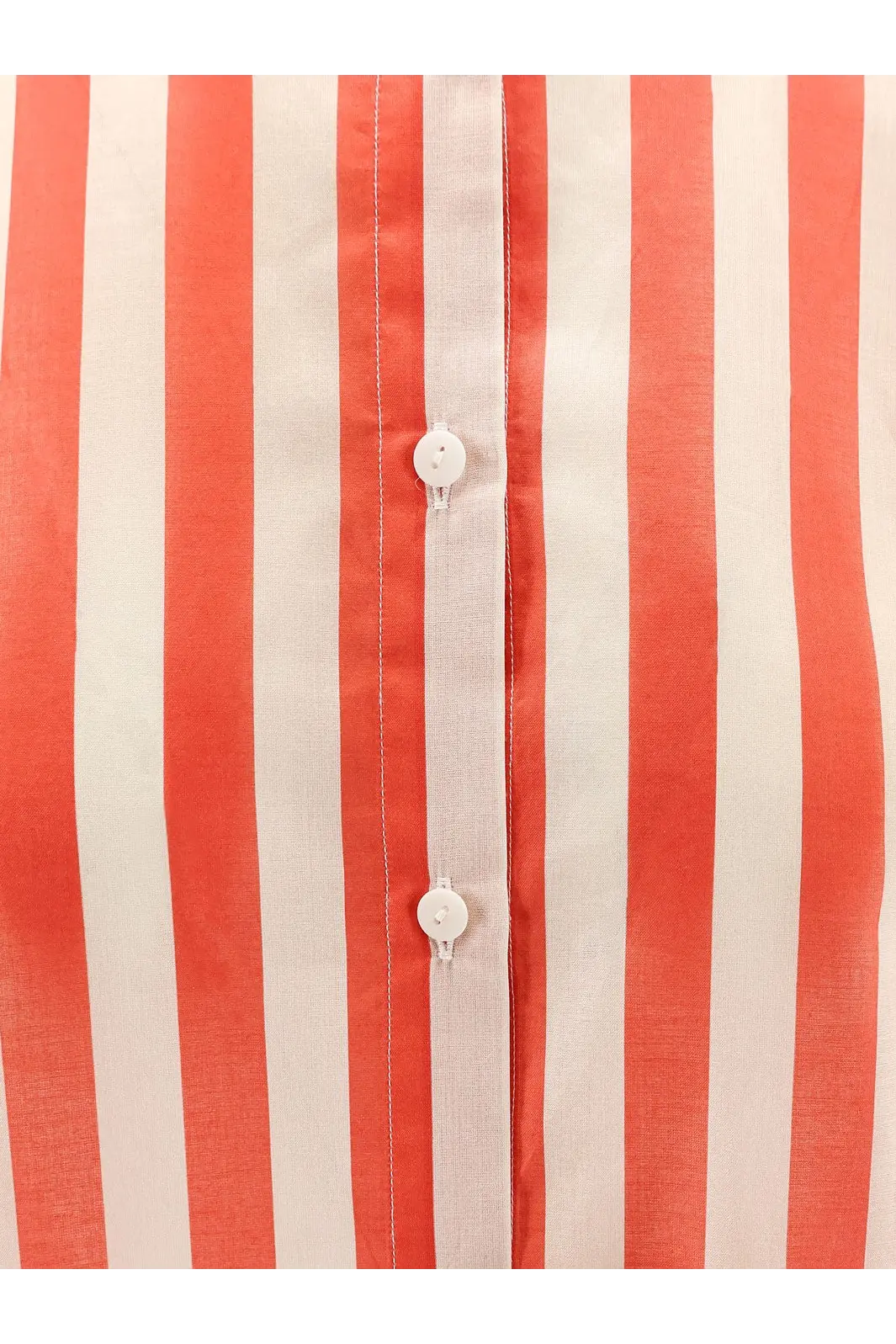 Eres women’s duetto cotton shirt black in coral and white vertical stripes with matching white buttons