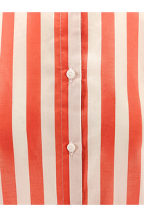 Eres women’s duetto cotton shirt black in coral and white vertical stripes with matching white buttons