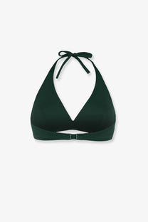 Eres women’s gang duni nylon bikini top black dark green halter style v-neckline with adjustable tie back straps