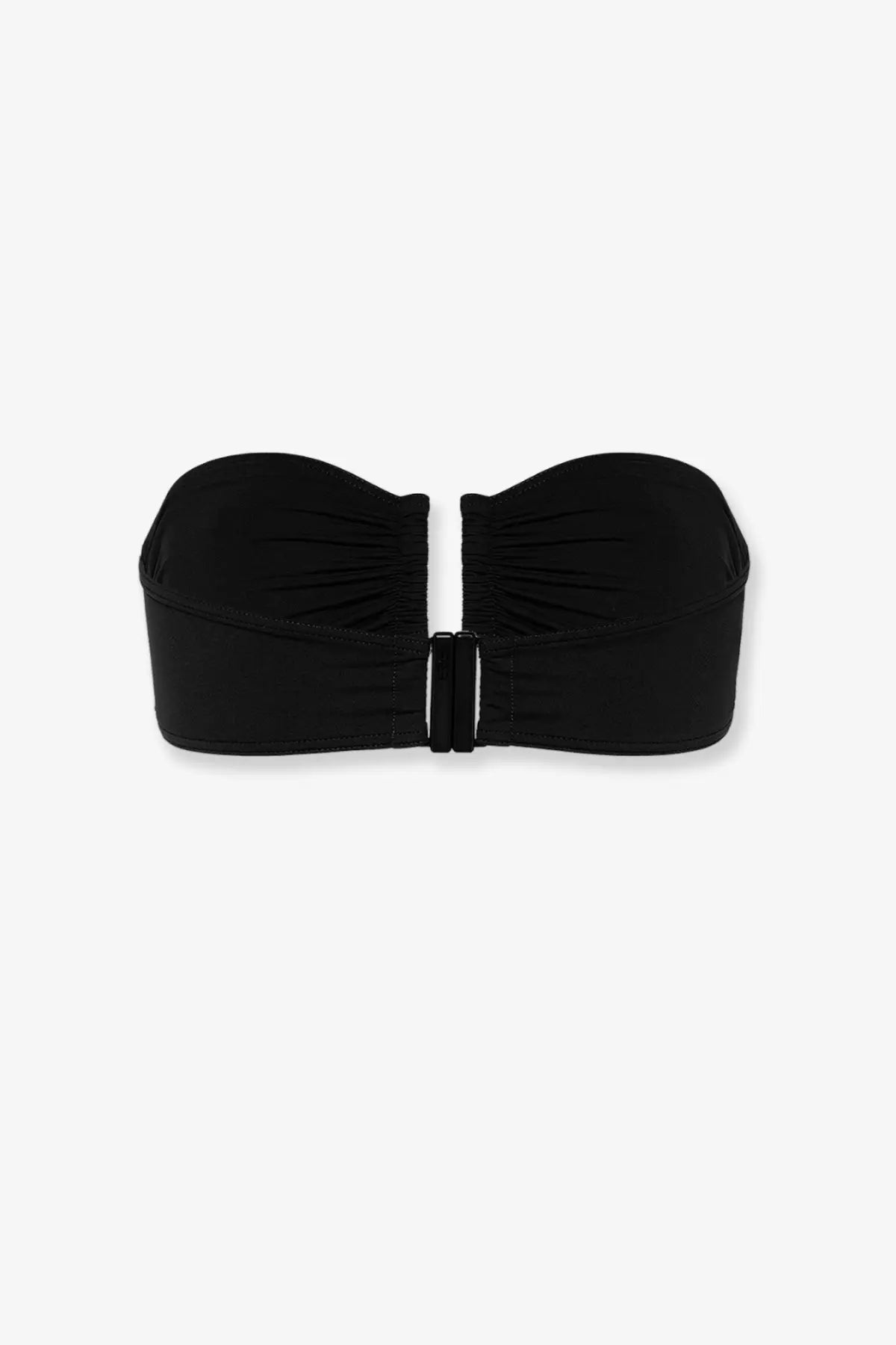 Eres women’s black lycra bandeau bikini top with ruched detailing and central clasp closure