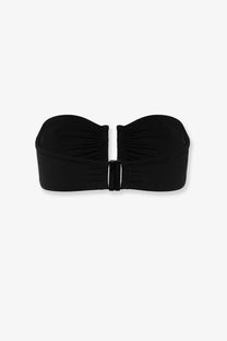 Eres women’s black lycra bandeau bikini top with ruched detailing and central clasp closure