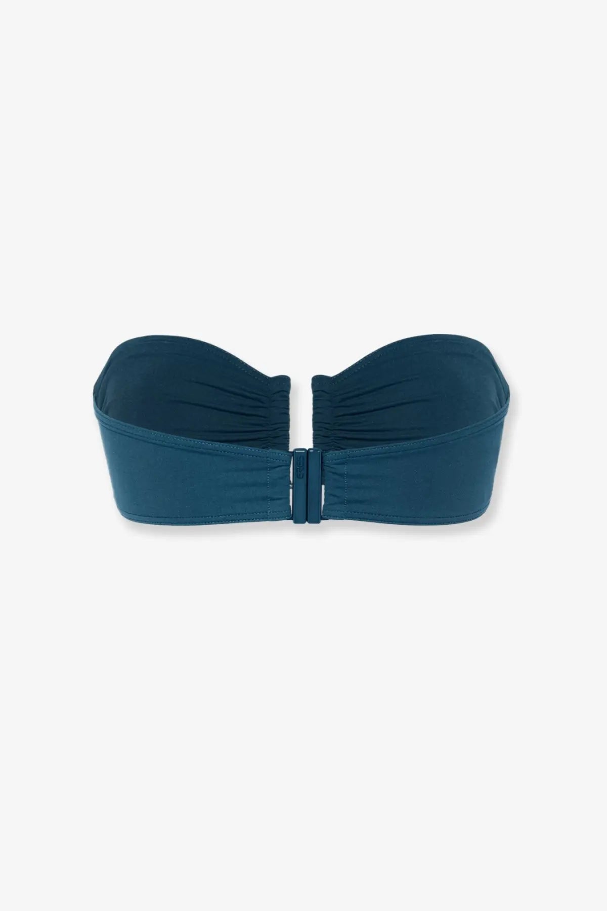 Eres women’s lycra deep teal strapless bandeau bikini top with central clasp closure for swimwear