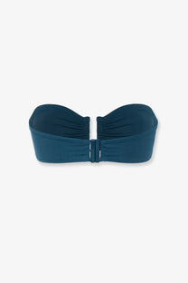 Eres women’s lycra deep teal strapless bandeau bikini top with central clasp closure for swimwear
