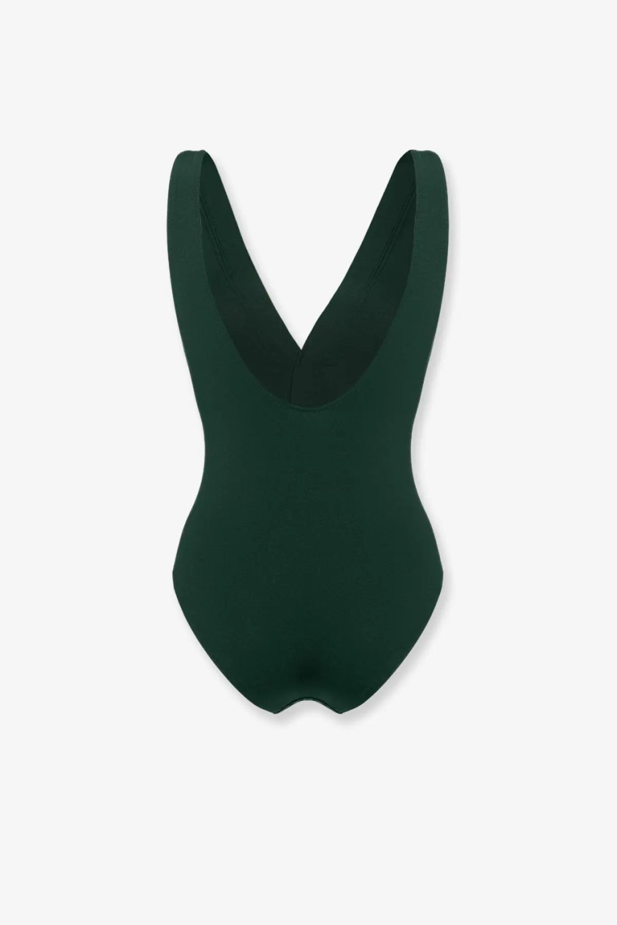 Eres women’s lycra one piece swimsuit in deep green with a plunging v-neckline and smooth form fitting fabric