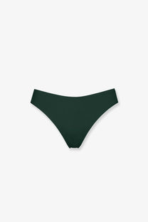 Eres women’s nylon coulisse bikini bottom in dark green with a minimalist seamless design shown from the back