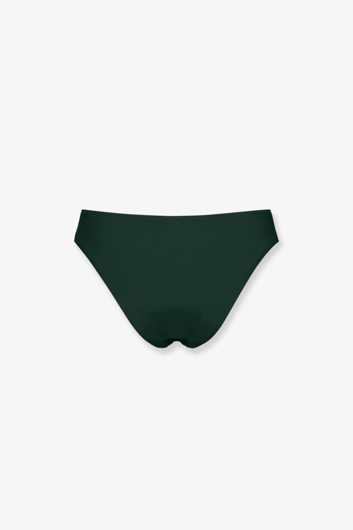 Eres women’s nylon black bikini bottom in dark green with minimalist seamless design shown from the back side