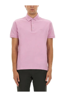 Etro men’s cotton polo shirt soft pink with classic collar buttoned placket and subtle chest embroidery