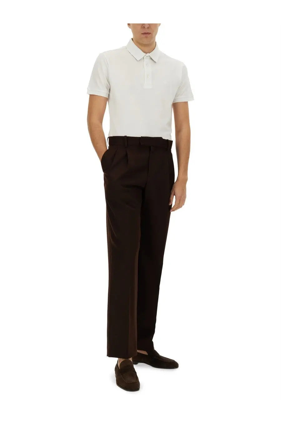 Etro men’s cotton polo white short-sleeved shirt with classic collar and buttoned placket in crisp white