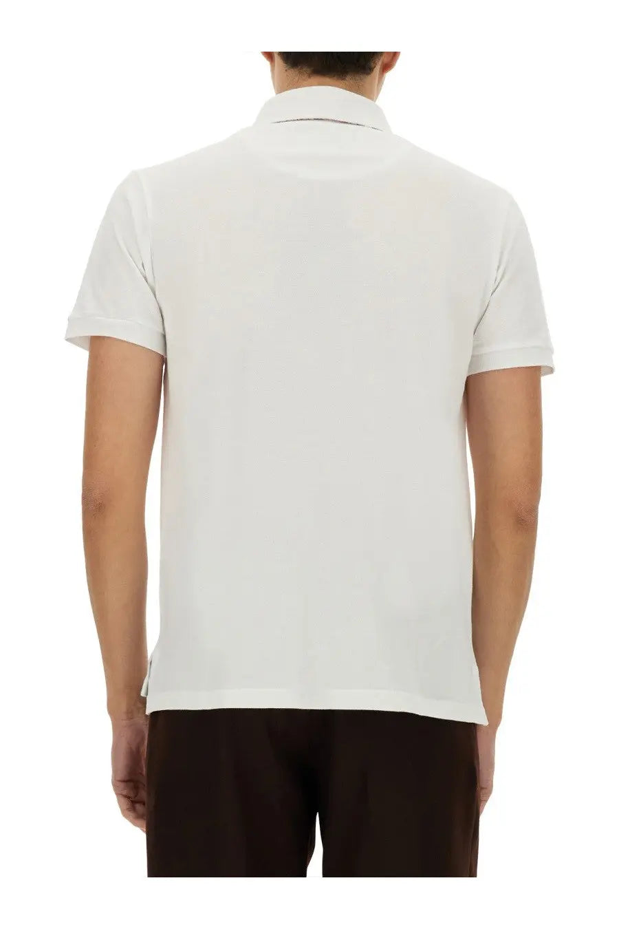 Etro men’s white cotton polo shirt with short sleeves classic collar and ribbed cuffs for casual wear