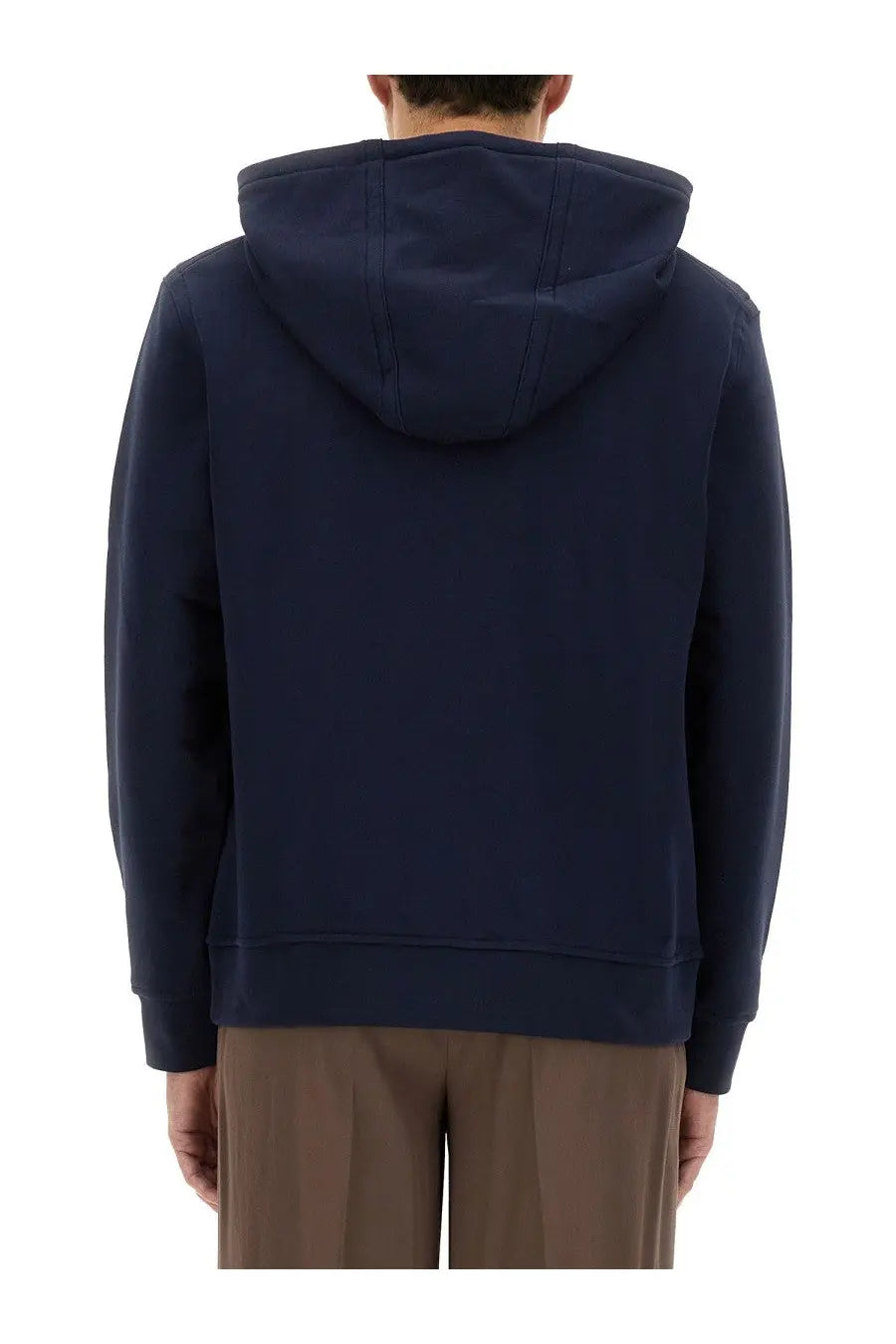 Navy blue etro men’s hoodie with hood ribbed cuffs and hem made from soft cotton blend for casual wear