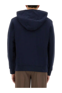 Navy blue etro men’s hoodie with hood ribbed cuffs and hem made from soft cotton blend for casual wear