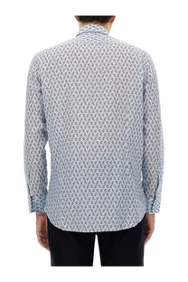 Etro men’s light blue button-down shirt with subtle black paisley pattern perfect for stylish casual wear