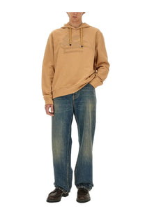 Etro men’s beige hooded sweatshirt made of soft fabric with subtle embroidered logo on the chest