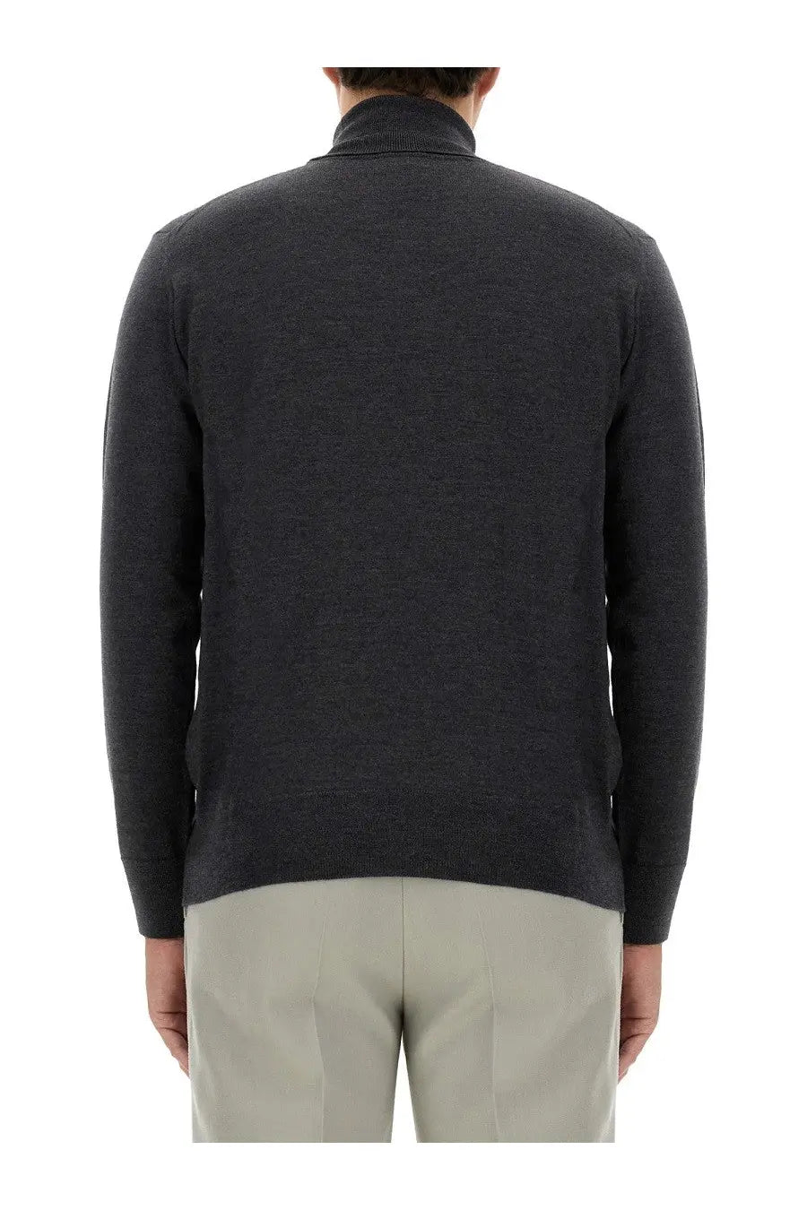 Etro men’s turtleneck grey dark gray fine knit sweater with a soft textured fabric for stylish warmth