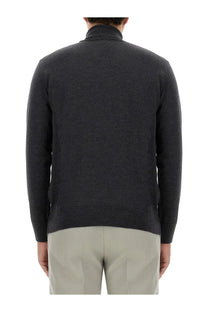 Etro men’s turtleneck grey dark gray fine knit sweater with a soft textured fabric for stylish warmth