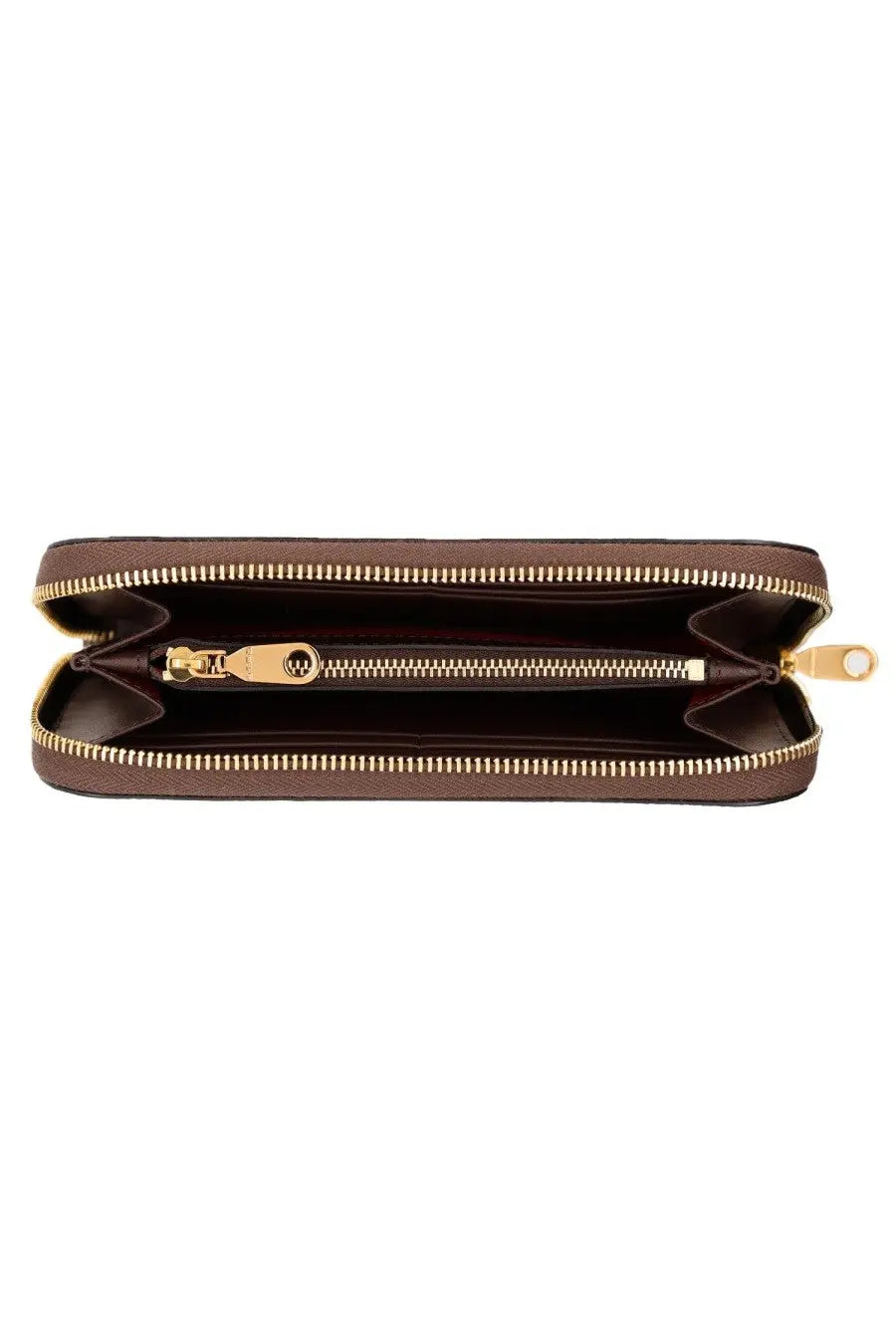 Etro women’s arnica wallet brown leather with gold tone zipper and pull tab