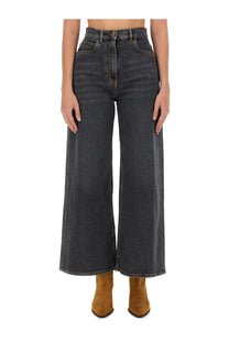Etro women’s baggy jacquard jeans grey with dark-wash denim wide-leg trousers high waist and classic five-pocket design
