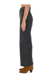 Etro women’s baggy jacquard jeans in grey with a high-waisted straight-leg cut and frayed hem detail