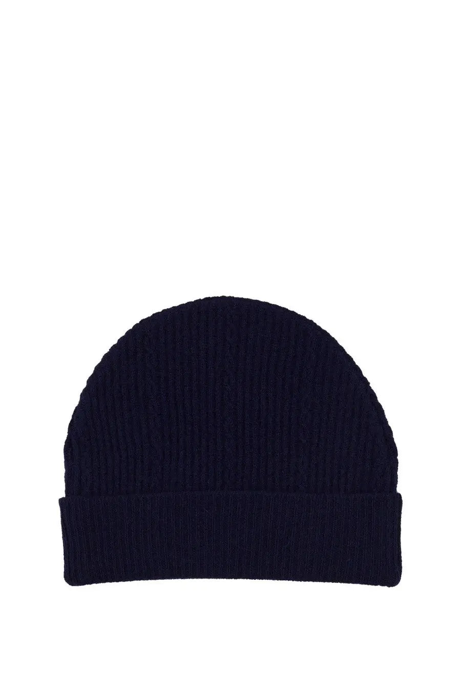 Navy blue ribbed knit beanie with folded cuff by Etro designed for women providing warmth and style