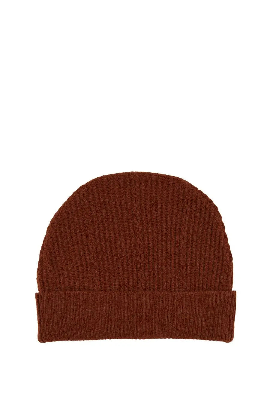 Etro women’s ribbed rust-colored knit beanie hat with folded cuff for cozy winter wear