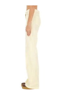 Etro women’s cotton cream-colored wide-leg denim jeans with classic five-pocket design and button closure