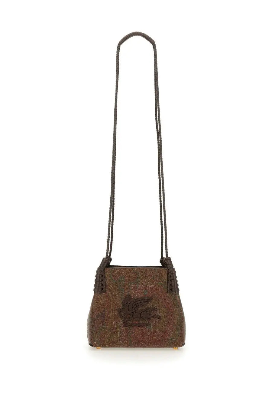 Etro women’s libra arnica mini shopping bag brown brown leather crossbody with paisley pattern and gold-tone hardware
