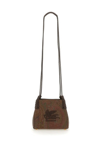 Etro women’s libra arnica mini shopping bag brown brown leather crossbody with paisley pattern and gold-tone hardware
