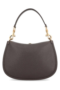 Dark brown pebbled leather handbag with gold-tone hardware and curved top handle from ETRO women medium pony bag black