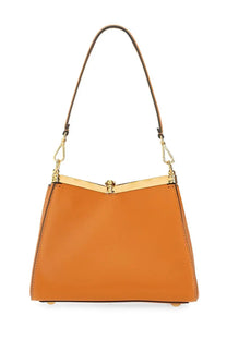 Etro women’s mini sail bag orange sleek orange leather handbag with gold-tone metal clasp and matching shoulder strap