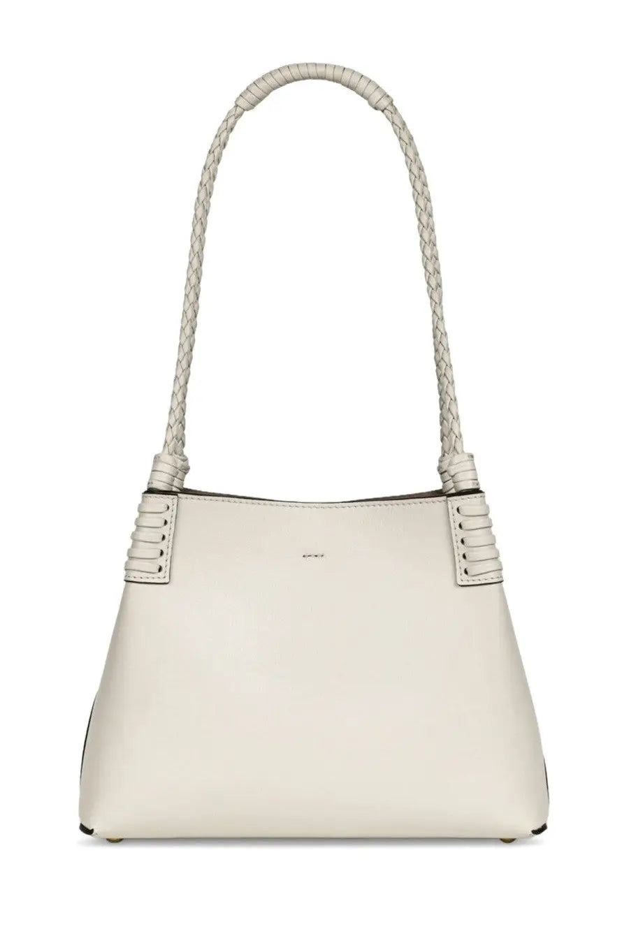 Etro women’s shopping bag libra small white cream-colored leather shoulder bag with braided handles and side lacing