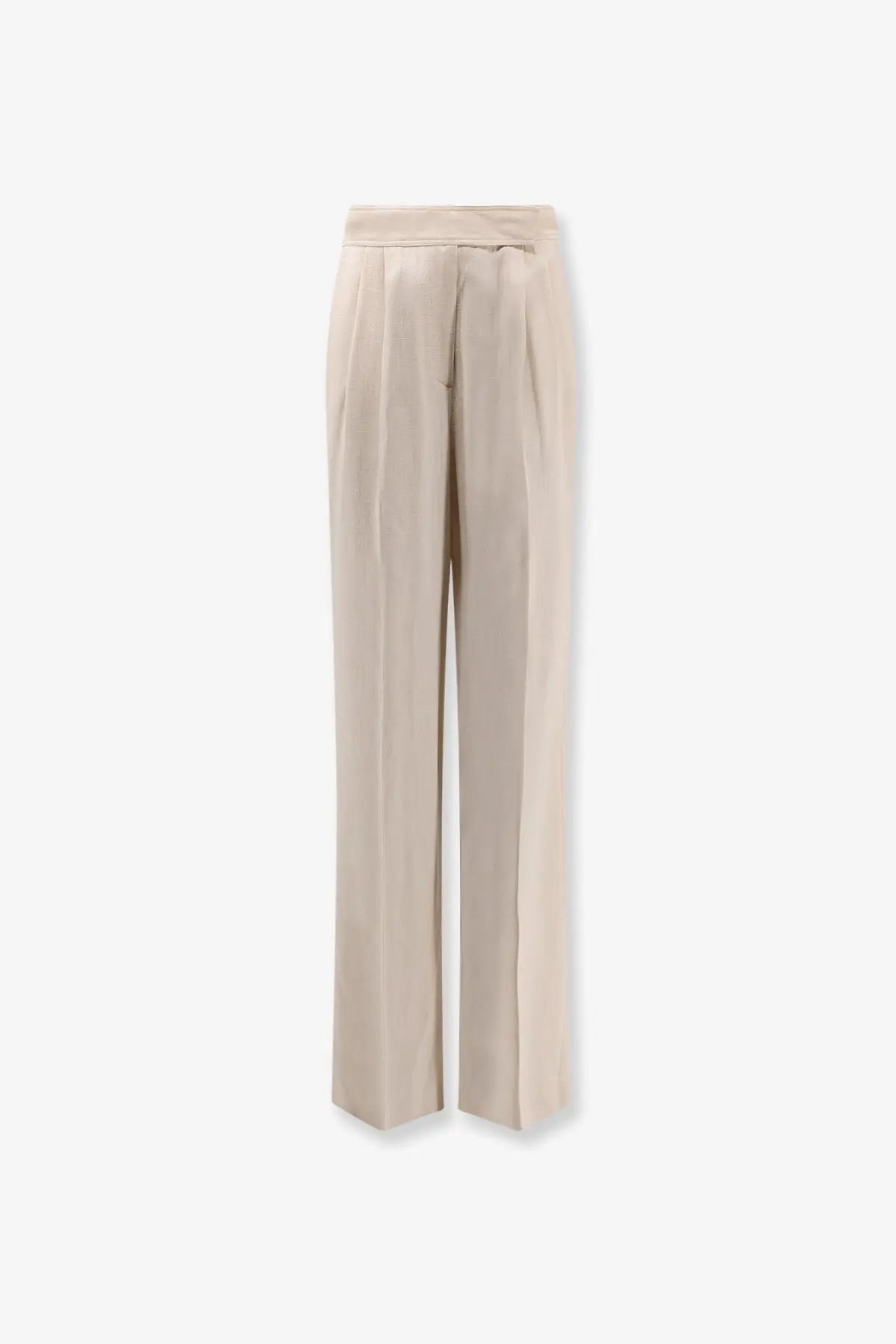 Etro women’s viscose beige high-waisted wide-leg trousers with sleek tailored fit and subtle front pleats