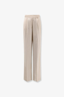 Etro women’s viscose beige high-waisted wide-leg trousers with sleek tailored fit and subtle front pleats