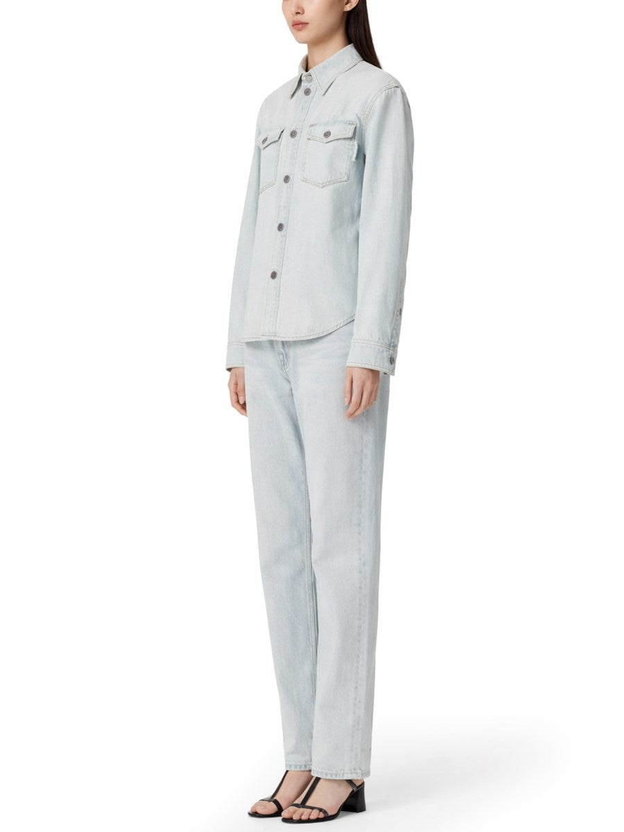 Bottega Veneta Women's Extra Bleach Denim Shirt Blue, view 2