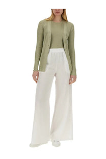 Fabiana Filippi women’s soft sage green ribbed knit cardigan with button closures in knitted tops collection