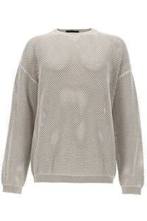 Fabiana Filippi women’s light gray long-sleeved knit sweater with fine mesh pattern and ribbed cuffs