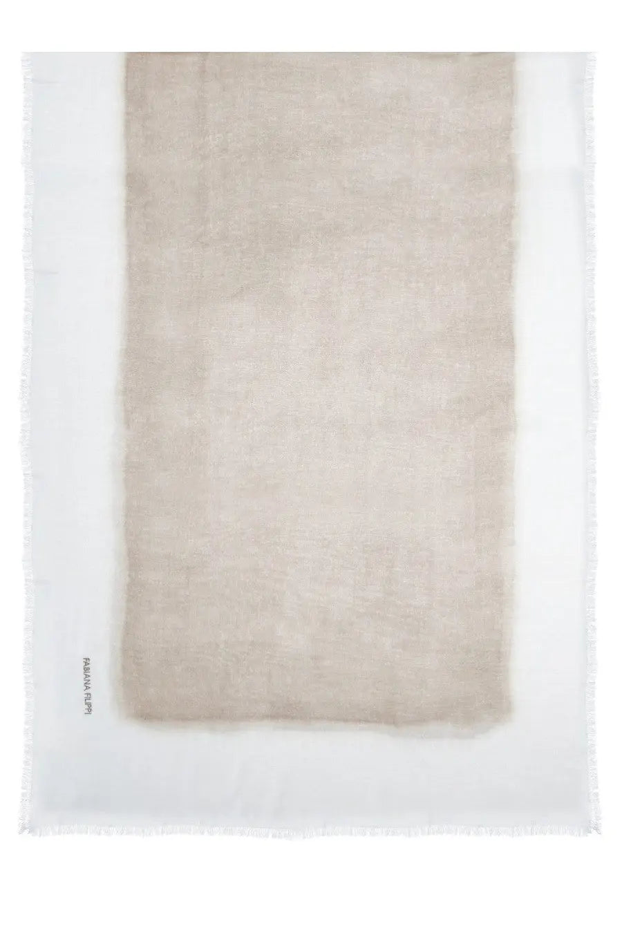 Beige fabiana filippi women’s modal scarf with soft textured linen weave and frayed edges