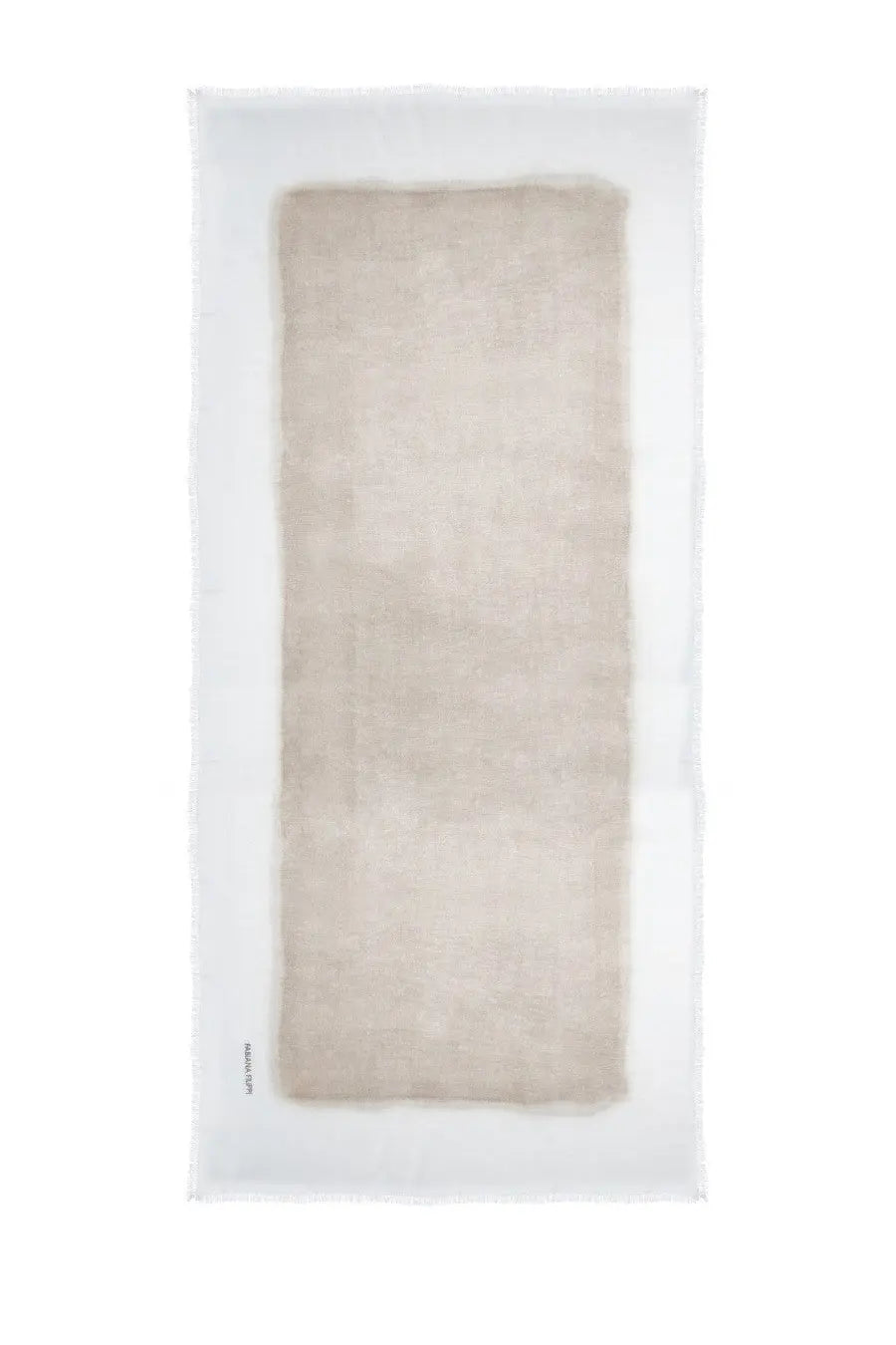 Beige linen modal scarf by Fabiana Filippi with soft textured weave and frayed edges for women’s wear