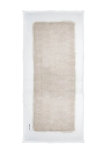 Beige linen modal scarf by Fabiana Filippi with soft textured weave and frayed edges for women’s wear