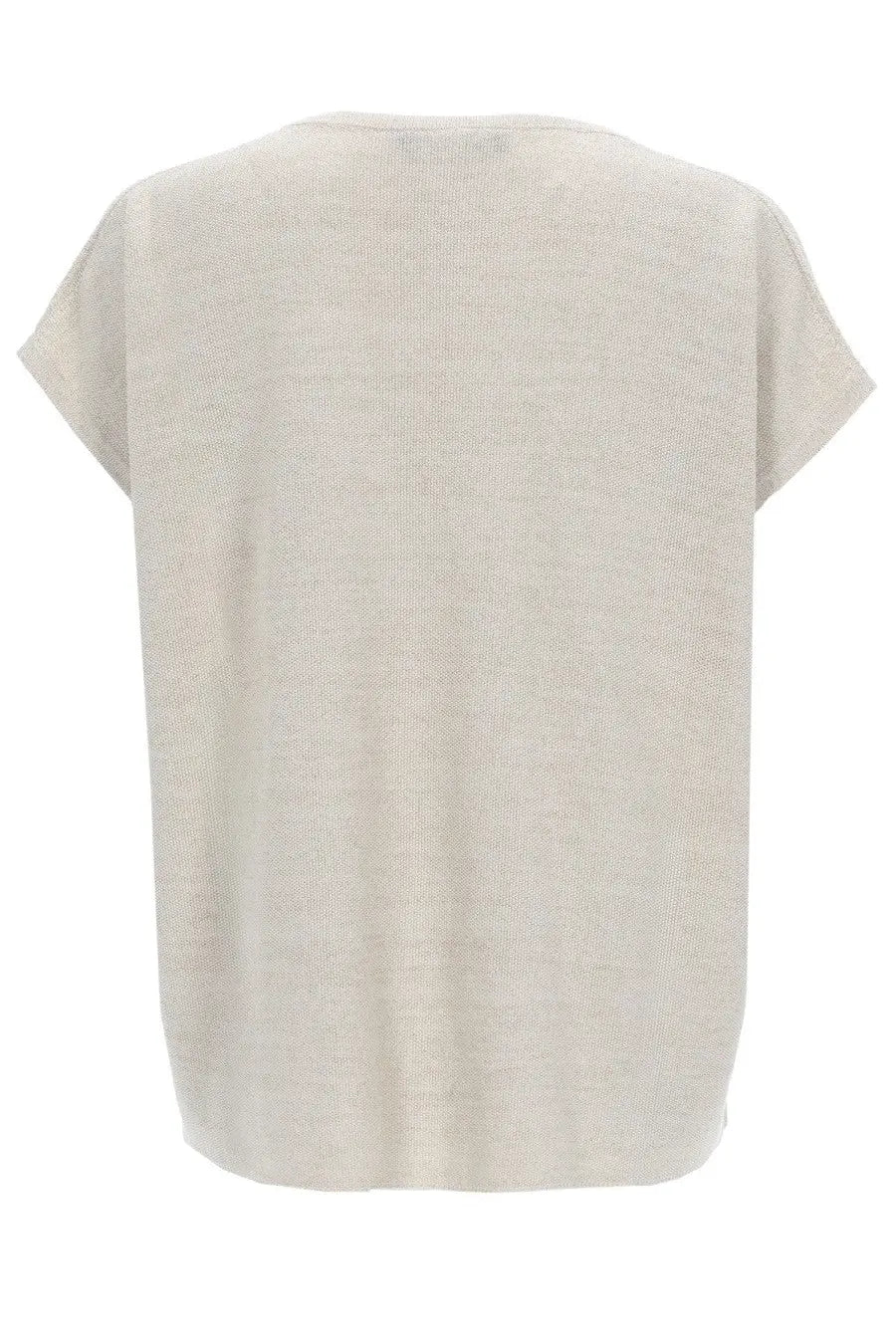 Fabiana Filippi women’s beige knit top with short sleeves and relaxed fit made from soft off-white fabric