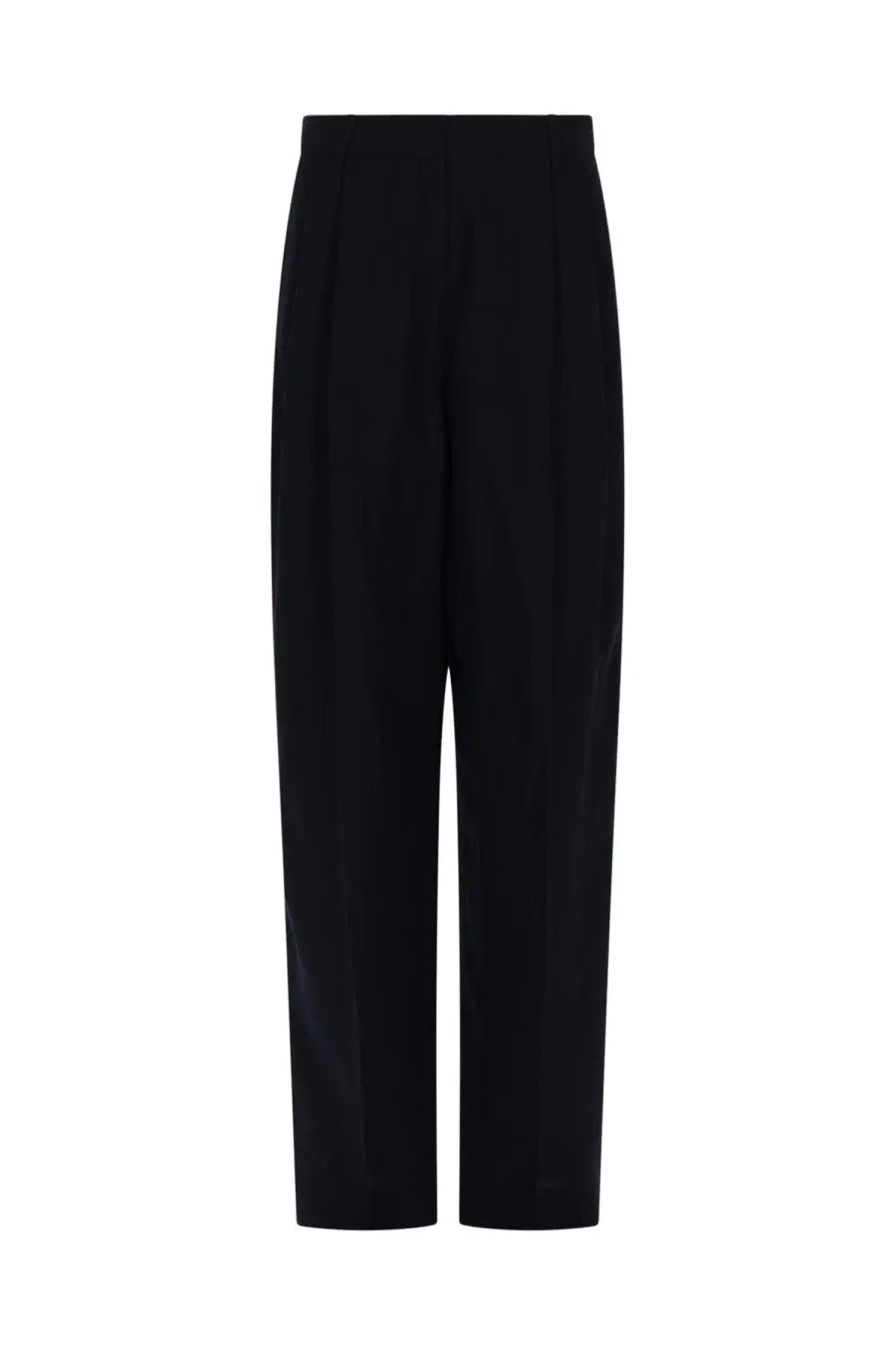 Black high-waisted Fabiana Filippi pantalone sartoriale in misto lino blue with sleek straight-leg cut and subtle pleats