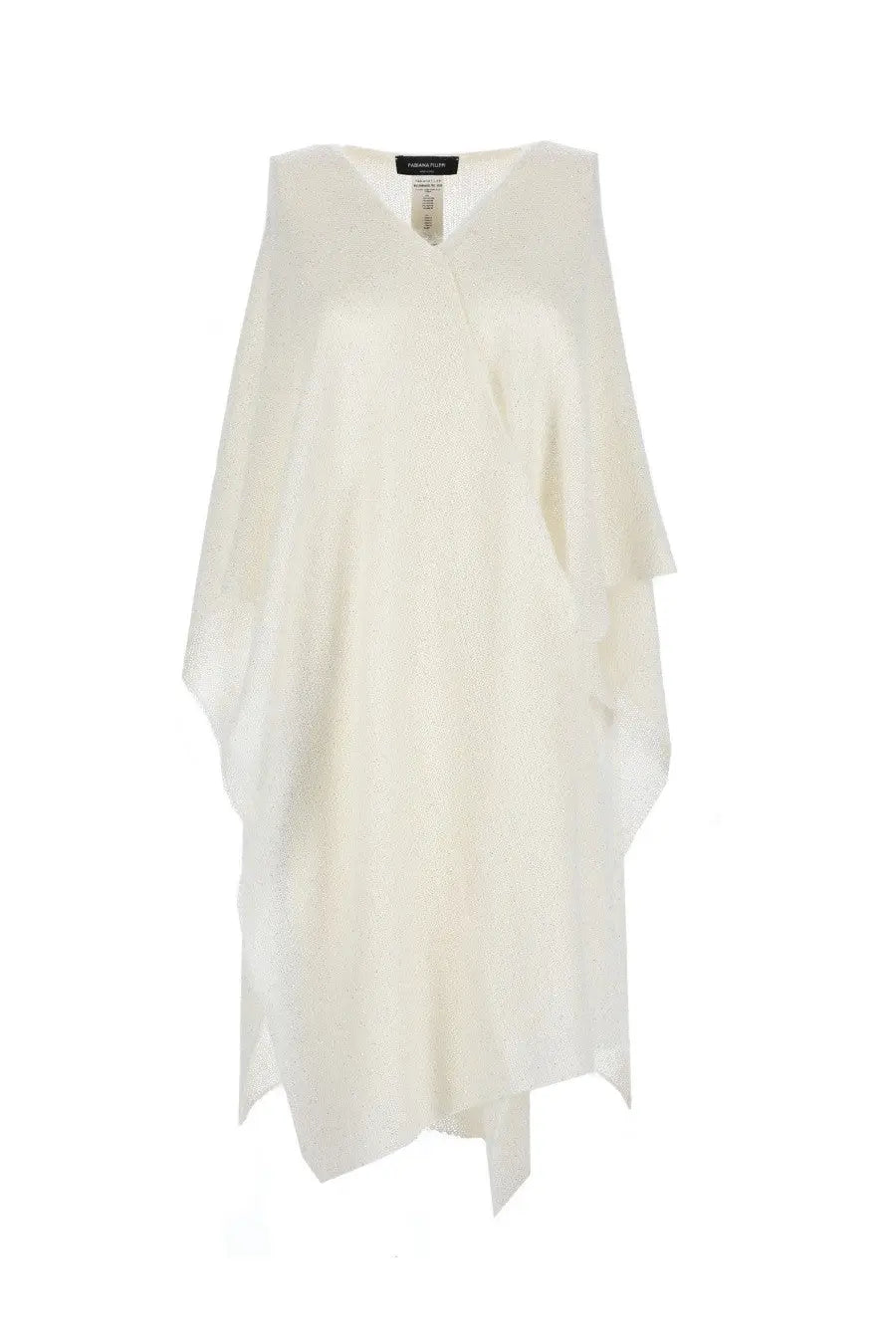 Fabiana Filippi women’s flowing off-white sheer dress with v-neckline and asymmetrical hem for elegant wear