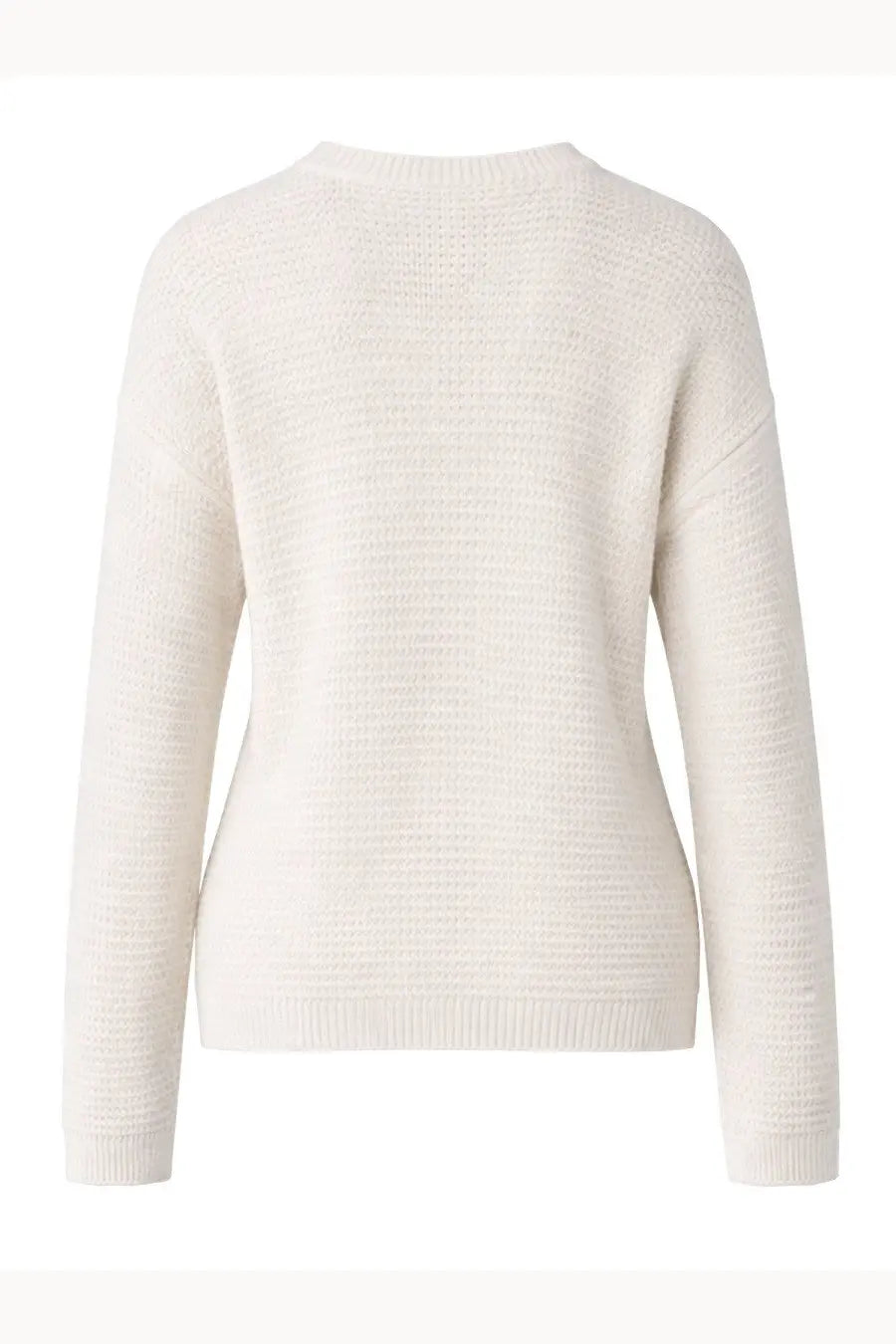 Fabiana Filippi women’s sequined shirt white featuring a cream-colored textured knit sweater with ribbed neckline and cuffs