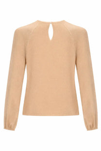 Fabiana Filippi women’s beige viscose blouse with long sleeves keyhole back detail and elastic cuffs back view
