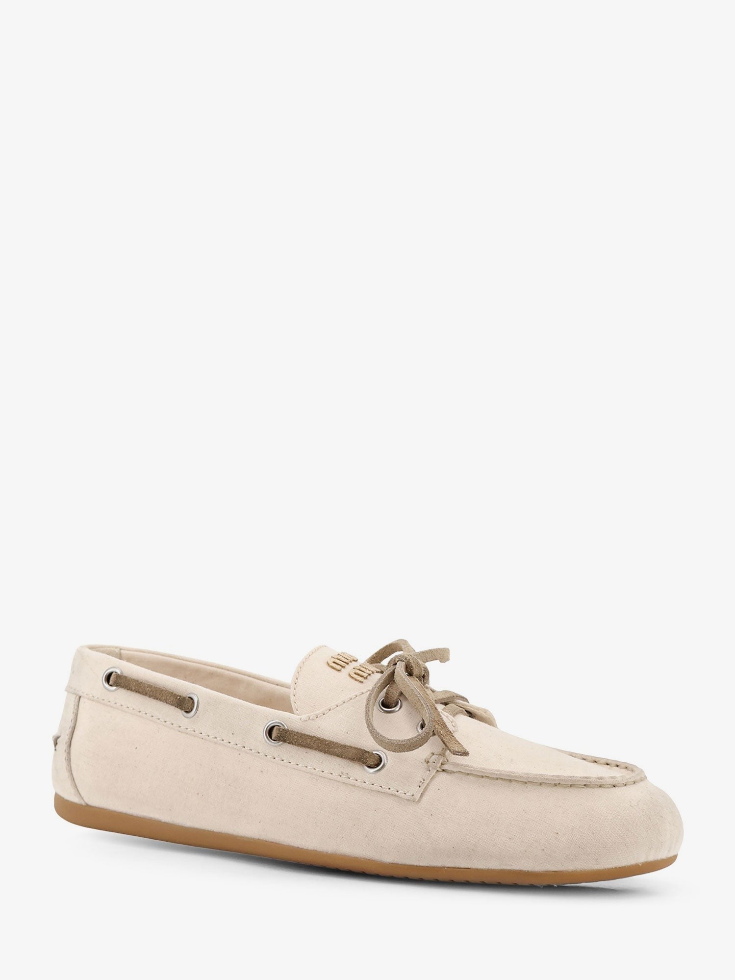 Miu Miu Women's Deck Boat Shoe Beige