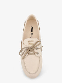 Miu Miu Women's Deck Boat Shoe Beige
