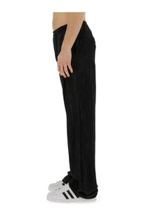 Family first men’s pleated black corduroy trousers with relaxed straight-leg cut and elastic waistband